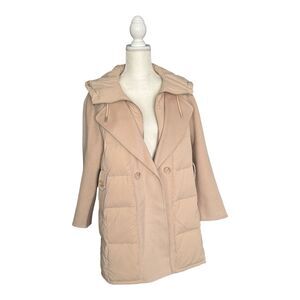 Cashmere Wool Women’s Coat Size Large Designer Lightweight Goose Down Puffer